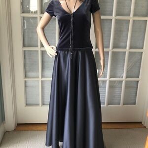 Gorgeous vintage steel blue Holiday maxi dress